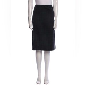 Calvin Klein Collection Wool Blend Green Check Plaid Knee-Length Skirt Size 10